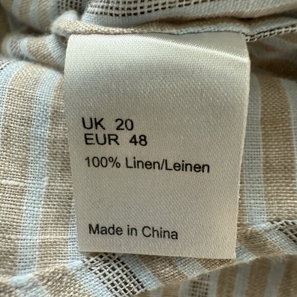 Striped Linen Button Down Womens 1X Natural Lagenlook Breathable Travel Classic - Picture 6 of 7